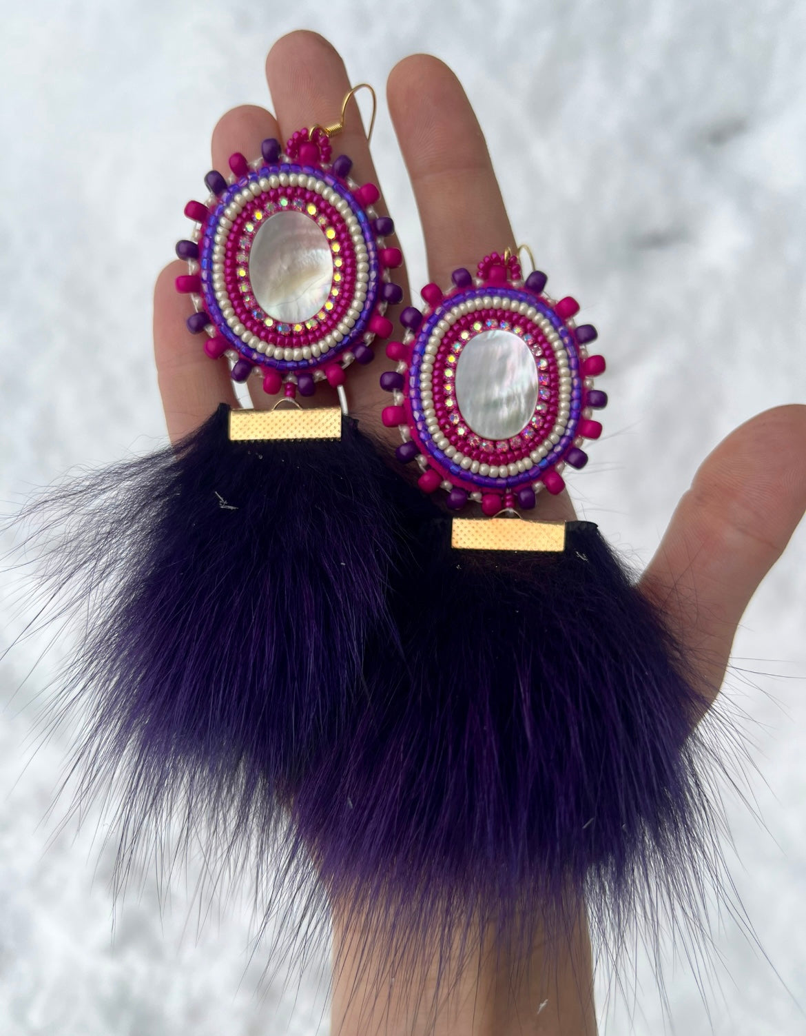 SHELLS, SALMON SKIN & PURPLE FOX FUR
