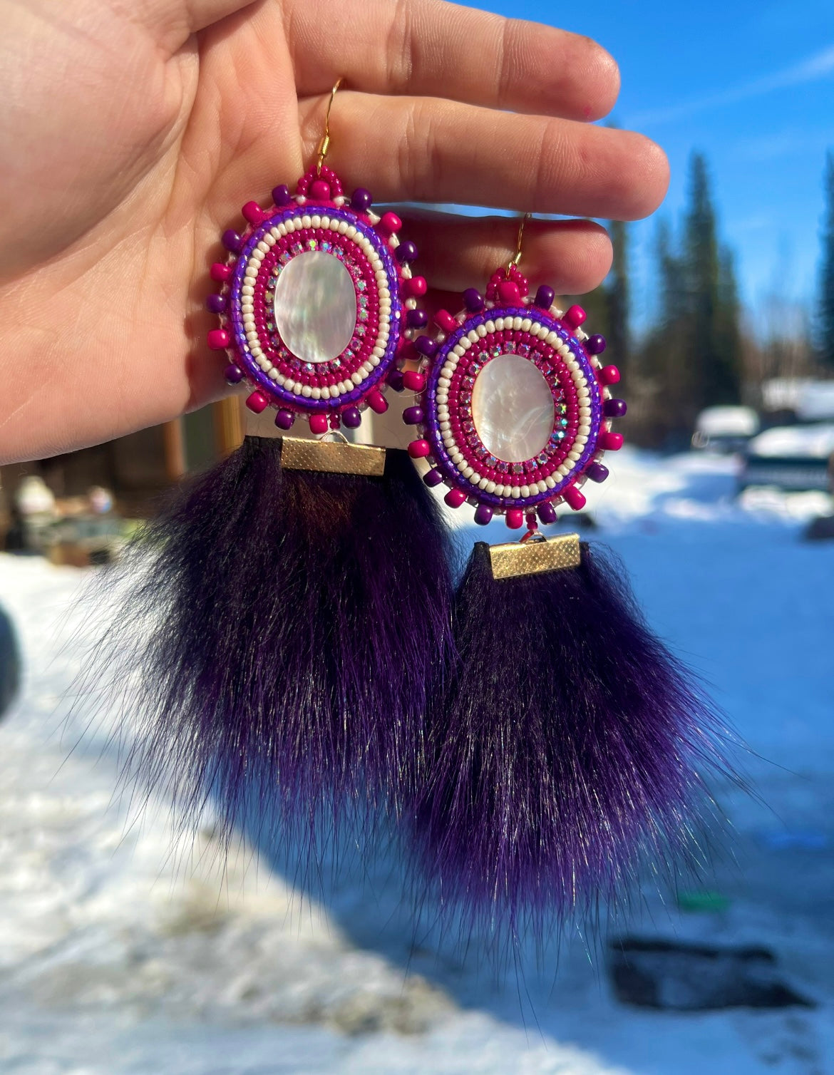 SHELLS, SALMON SKIN & PURPLE FOX FUR