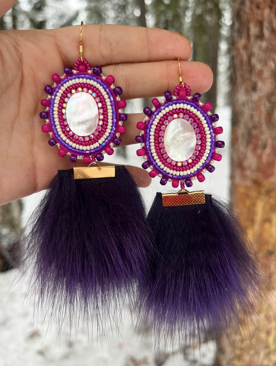 SHELLS, SALMON SKIN & PURPLE FOX FUR