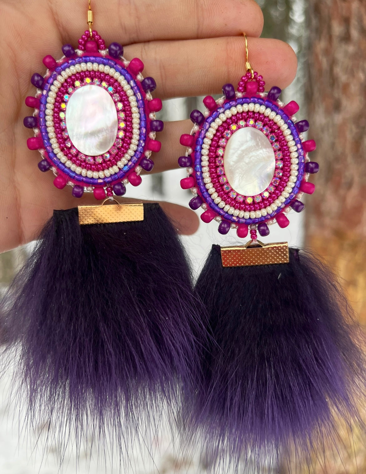 SHELLS, SALMON SKIN & PURPLE FOX FUR