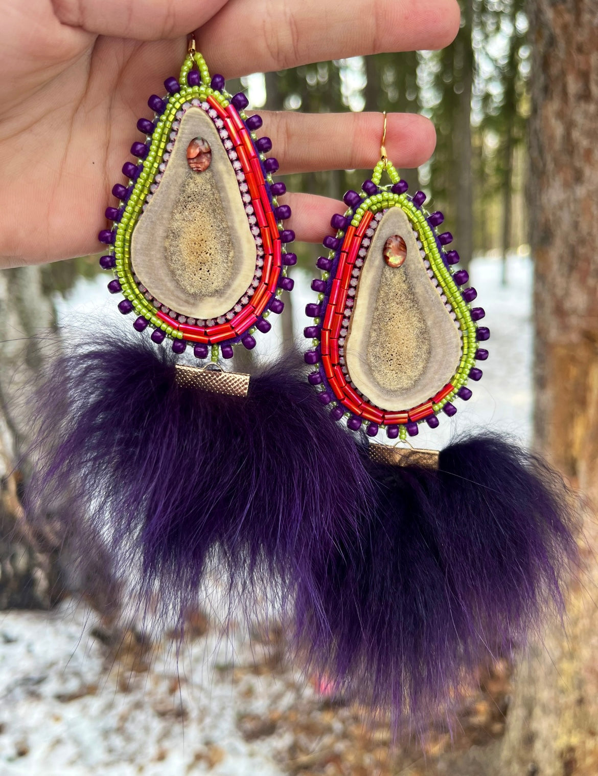 CARIBOU, SHELL, DYED FOX & SALMON SKIN