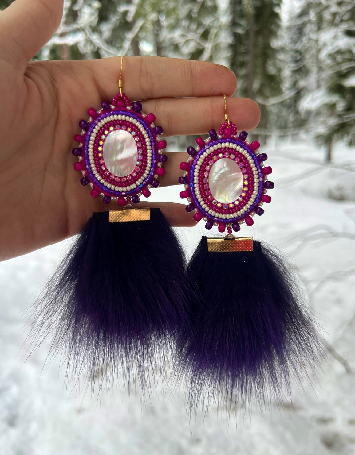 SHELLS, SALMON SKIN & PURPLE FOX FUR