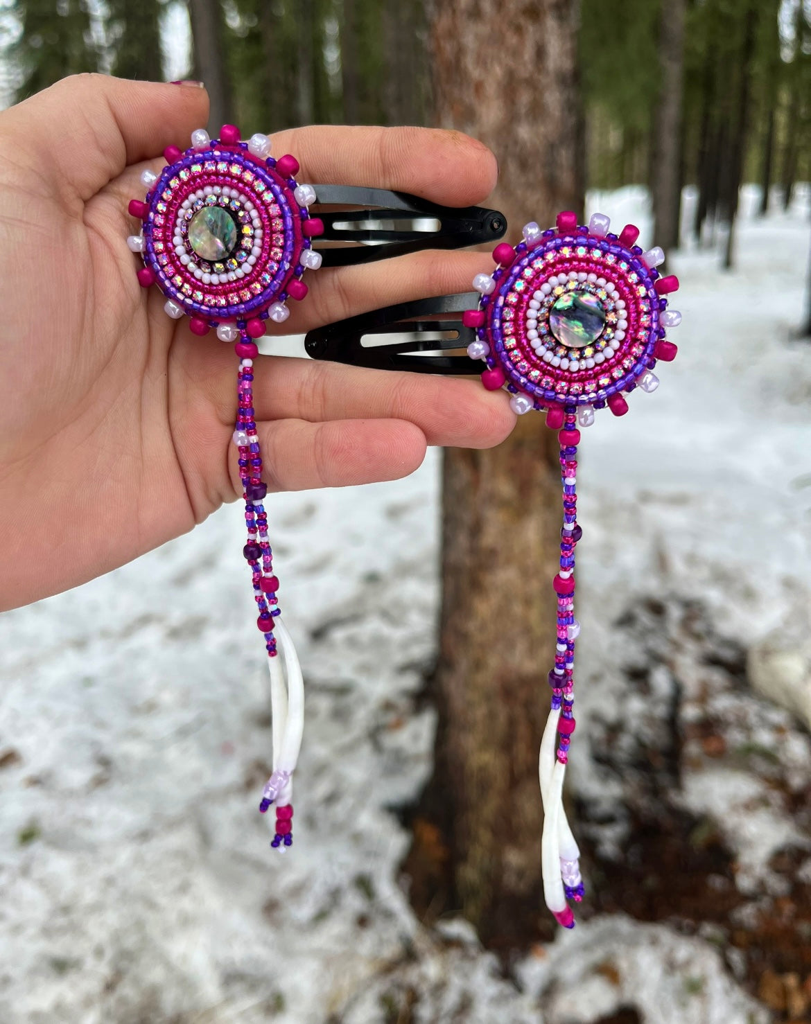 ABALONE, DENTALIUM & BEADSOUP HAIR CLIPS