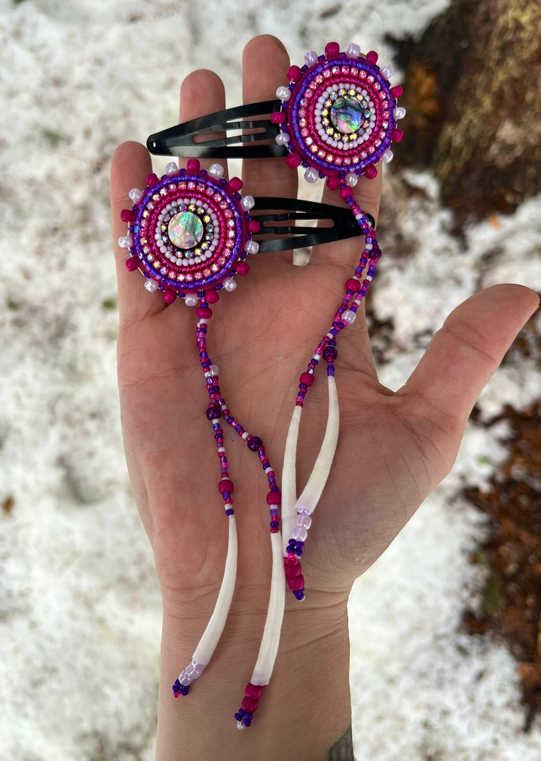 ABALONE, DENTALIUM & BEADSOUP HAIR CLIPS