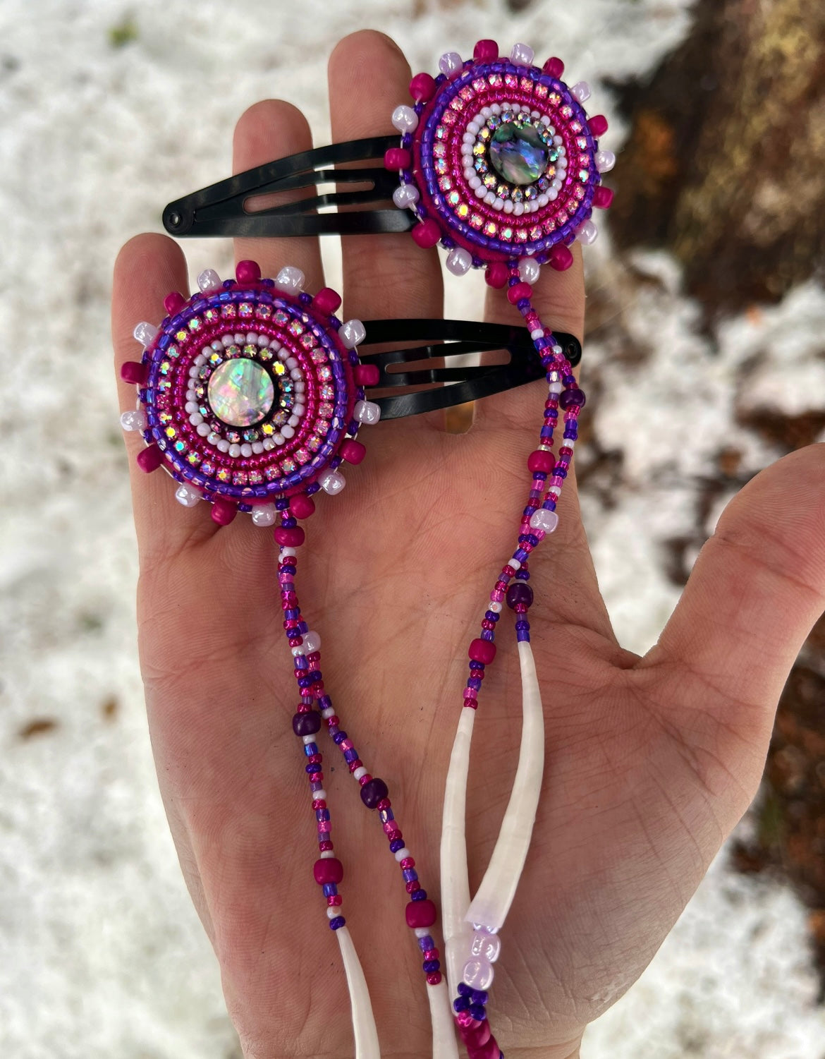 ABALONE, DENTALIUM & BEADSOUP HAIR CLIPS