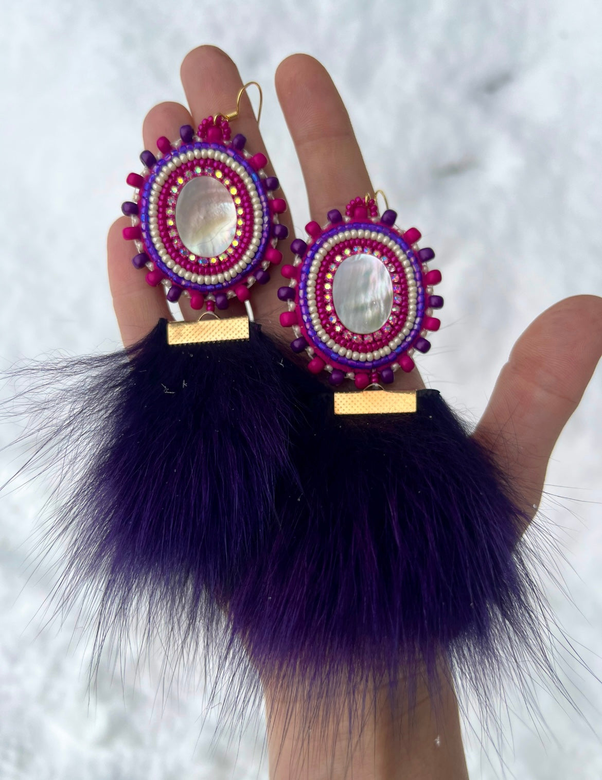 SHELLS, SALMON SKIN & PURPLE FOX FUR
