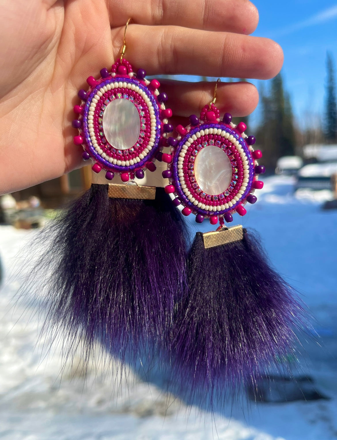 SHELLS, SALMON SKIN & PURPLE FOX FUR