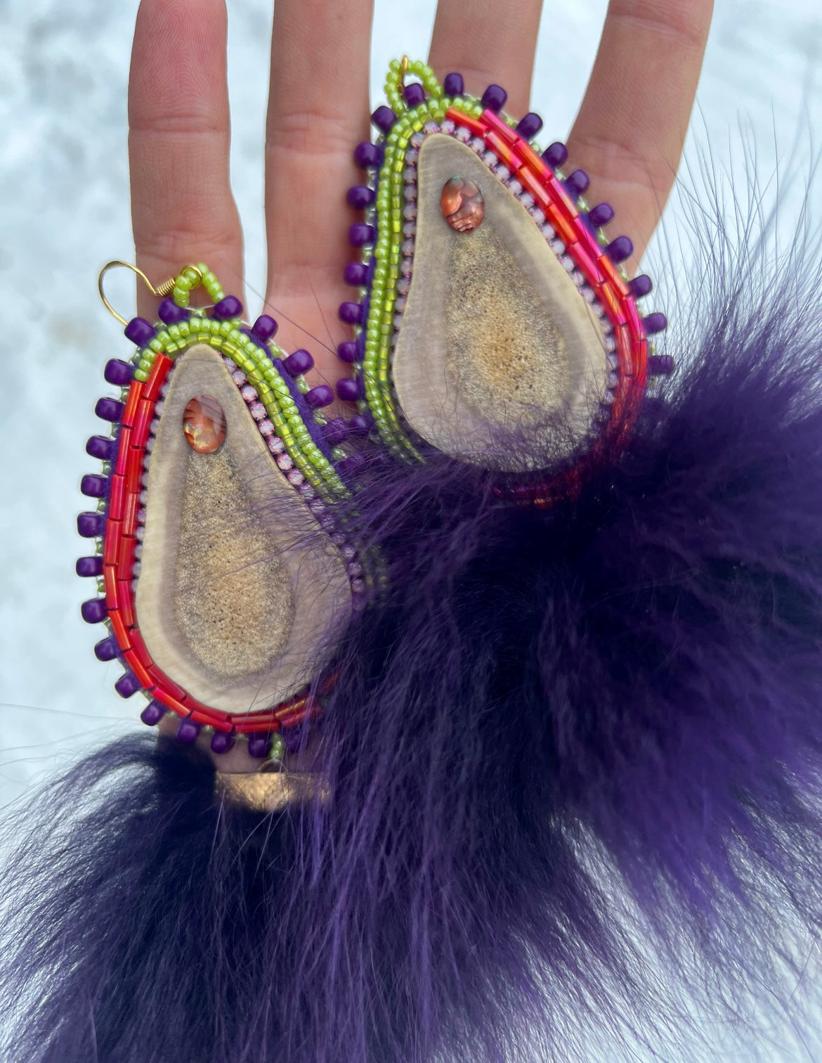 CARIBOU, SHELL, DYED FOX & SALMON SKIN