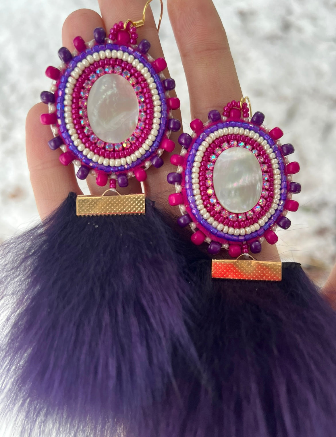 SHELLS, SALMON SKIN & PURPLE FOX FUR