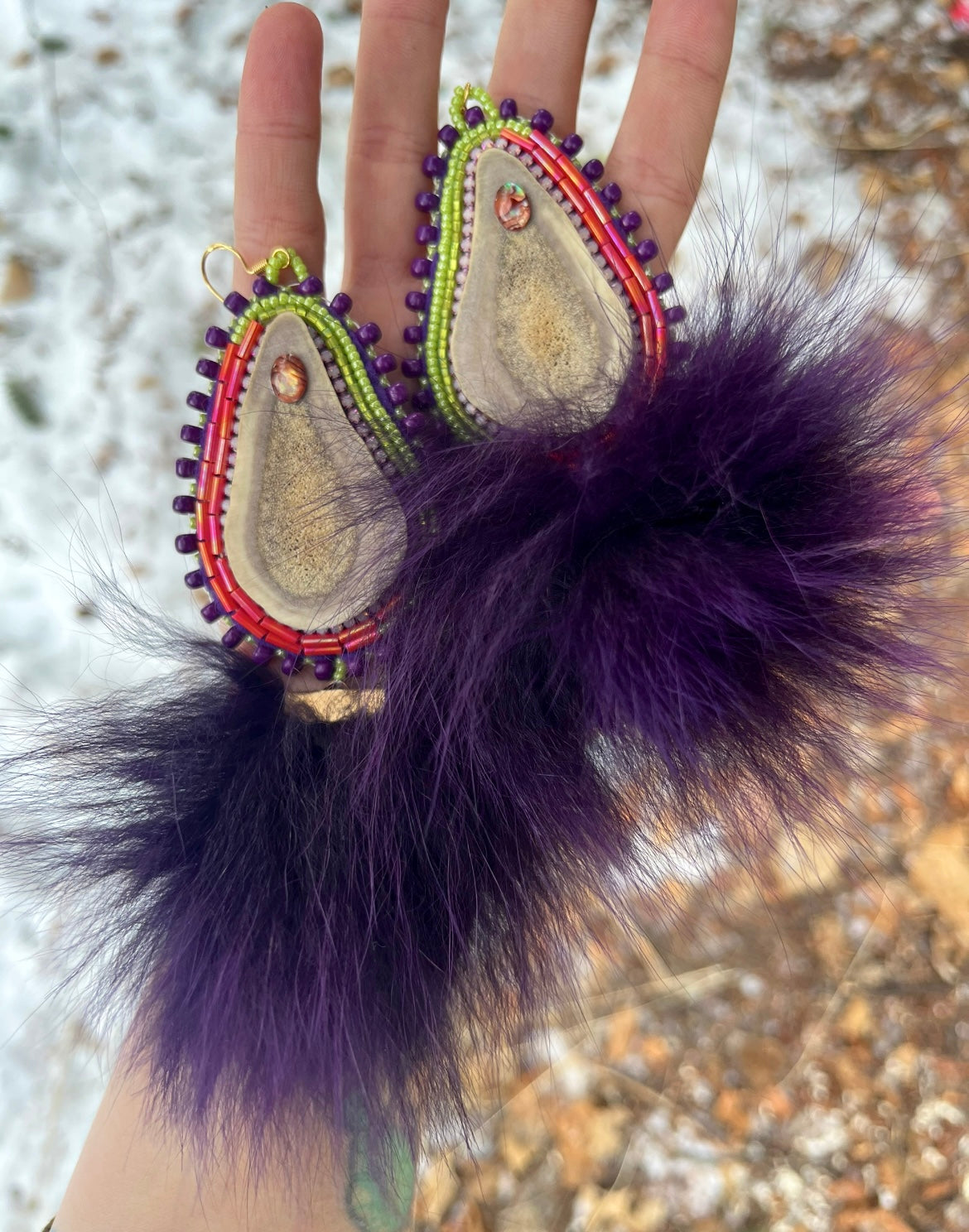 CARIBOU, SHELL, DYED FOX & SALMON SKIN