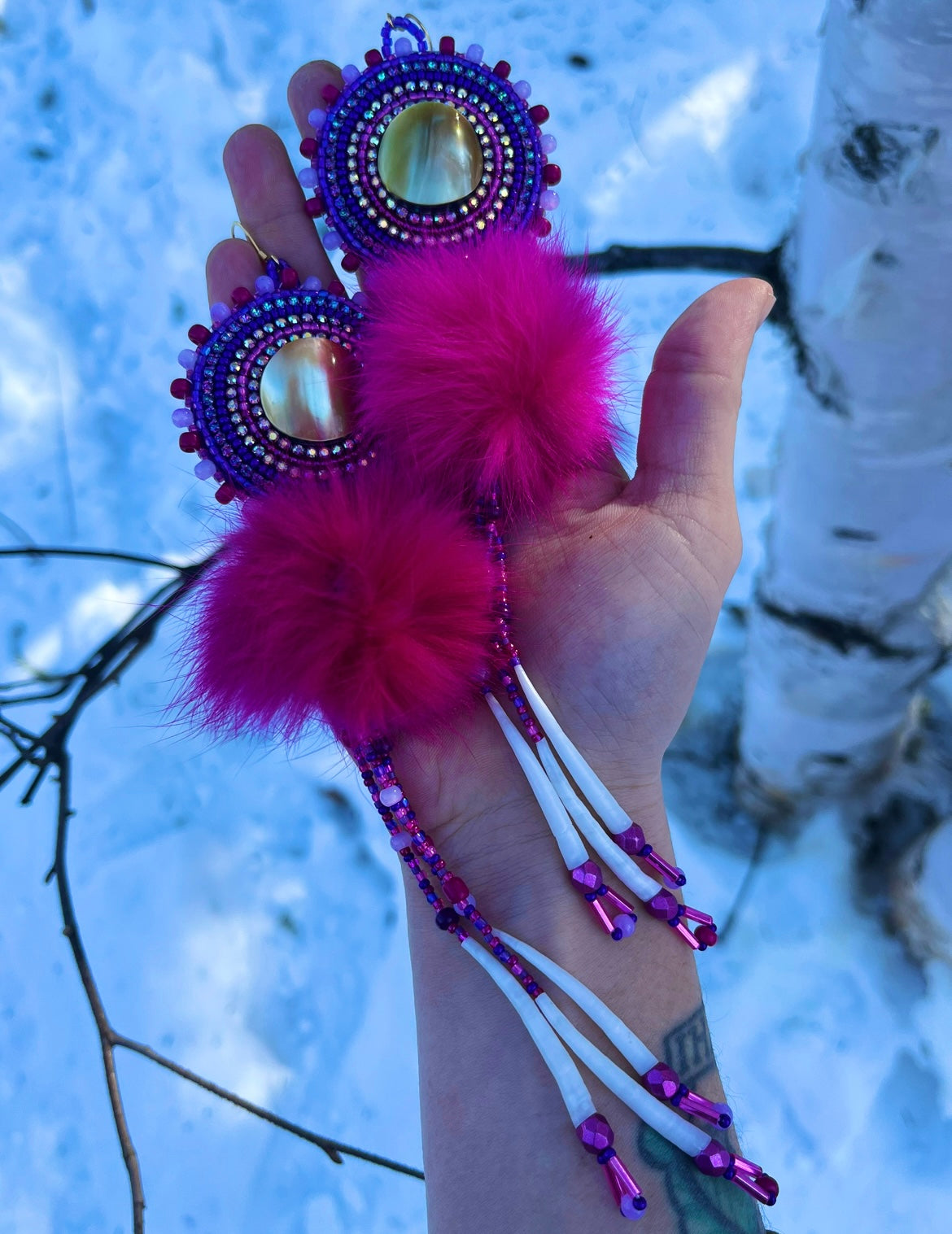 SHELL, DENTALIUM & BEADSOUP RABBIT FUR DROPS