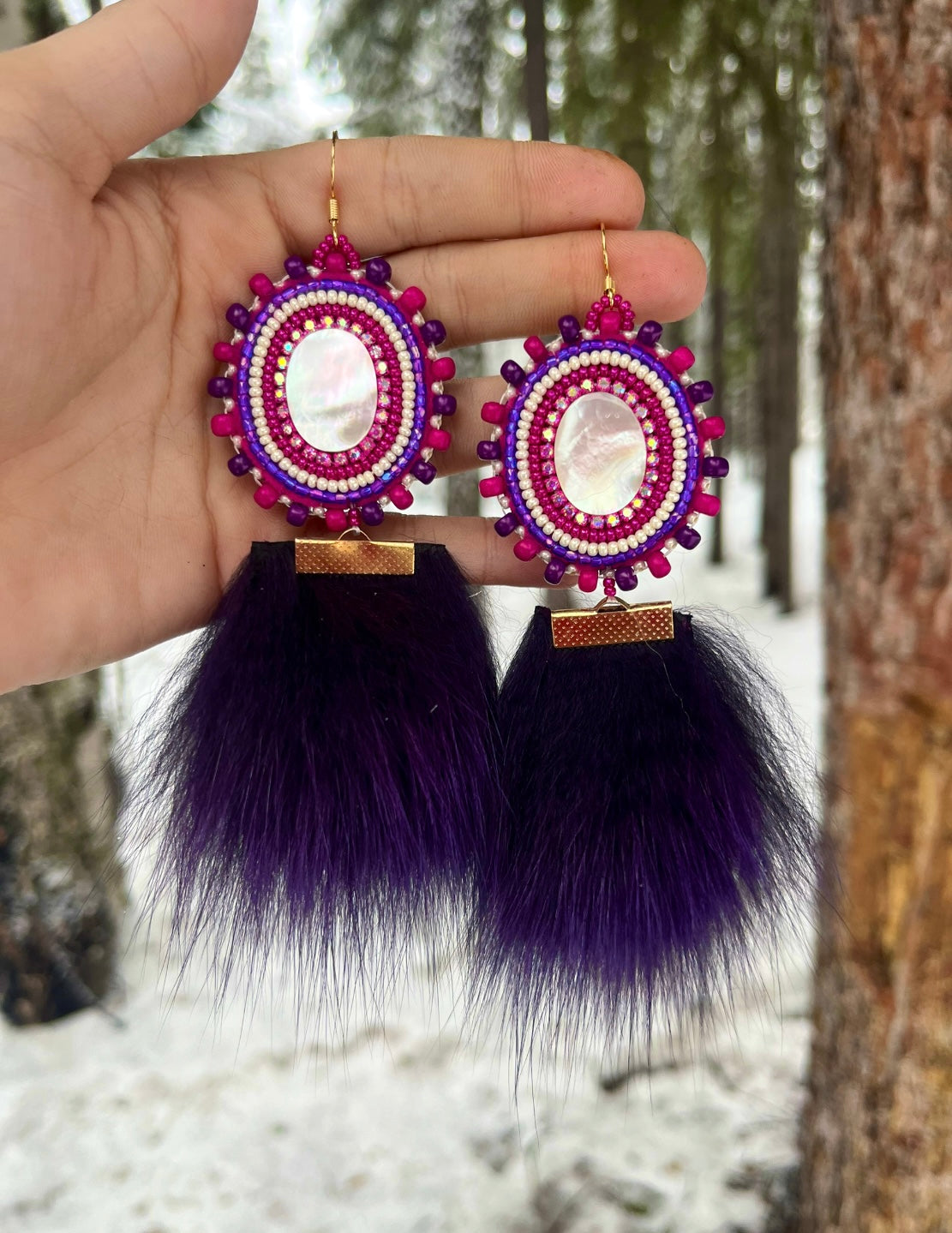 SHELLS, SALMON SKIN & PURPLE FOX FUR