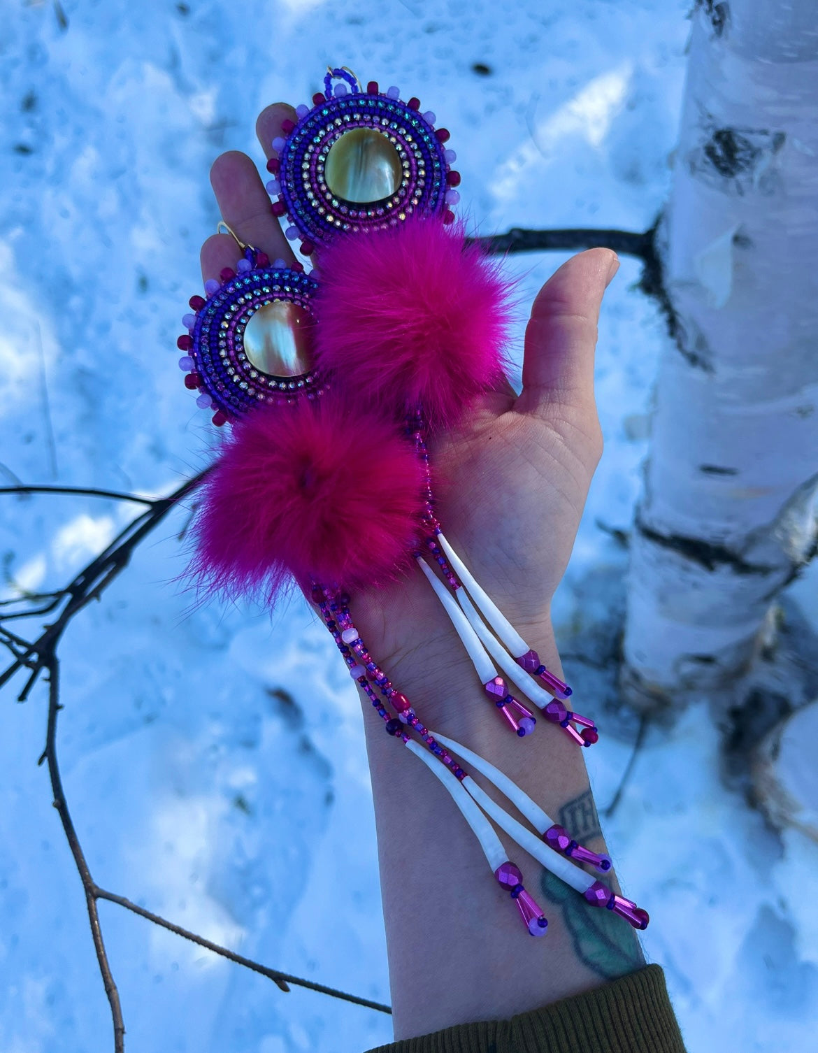 SHELL, DENTALIUM & BEADSOUP RABBIT FUR DROPS