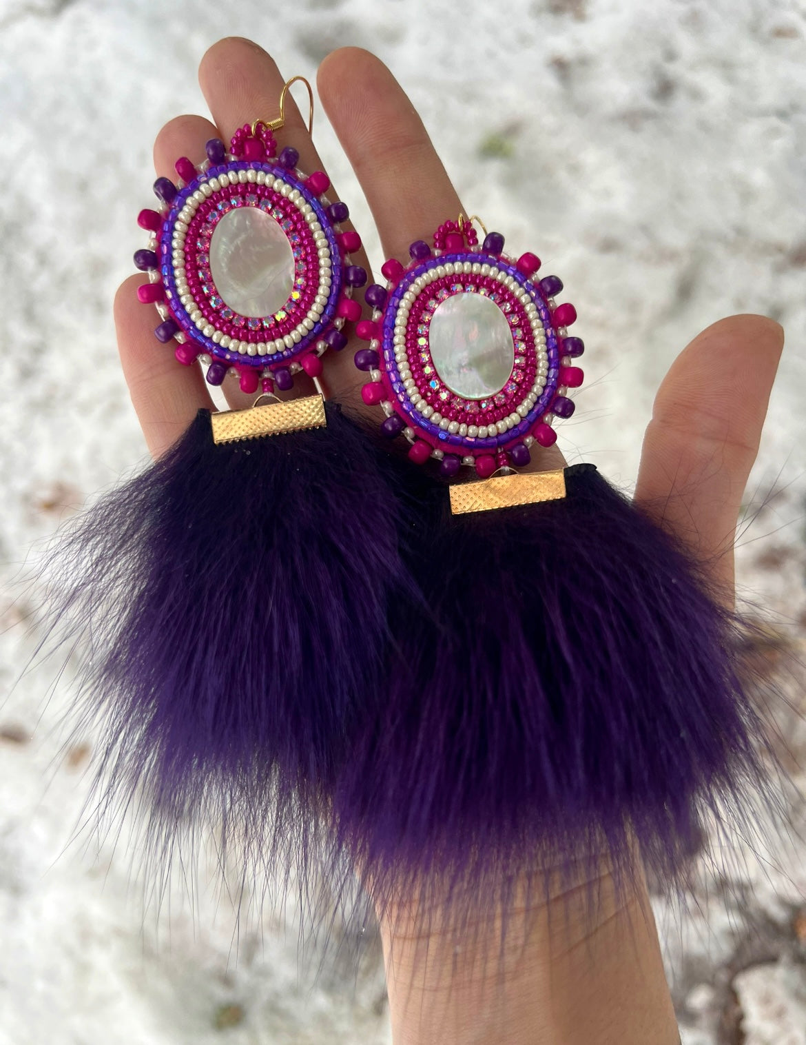 SHELLS, SALMON SKIN & PURPLE FOX FUR