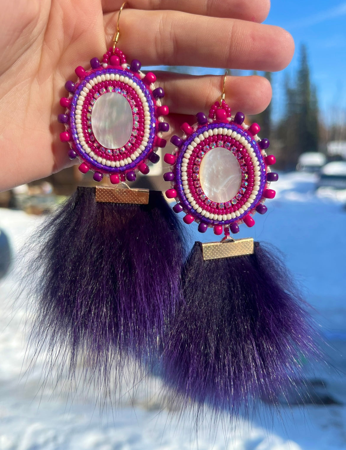 SHELLS, SALMON SKIN & PURPLE FOX FUR