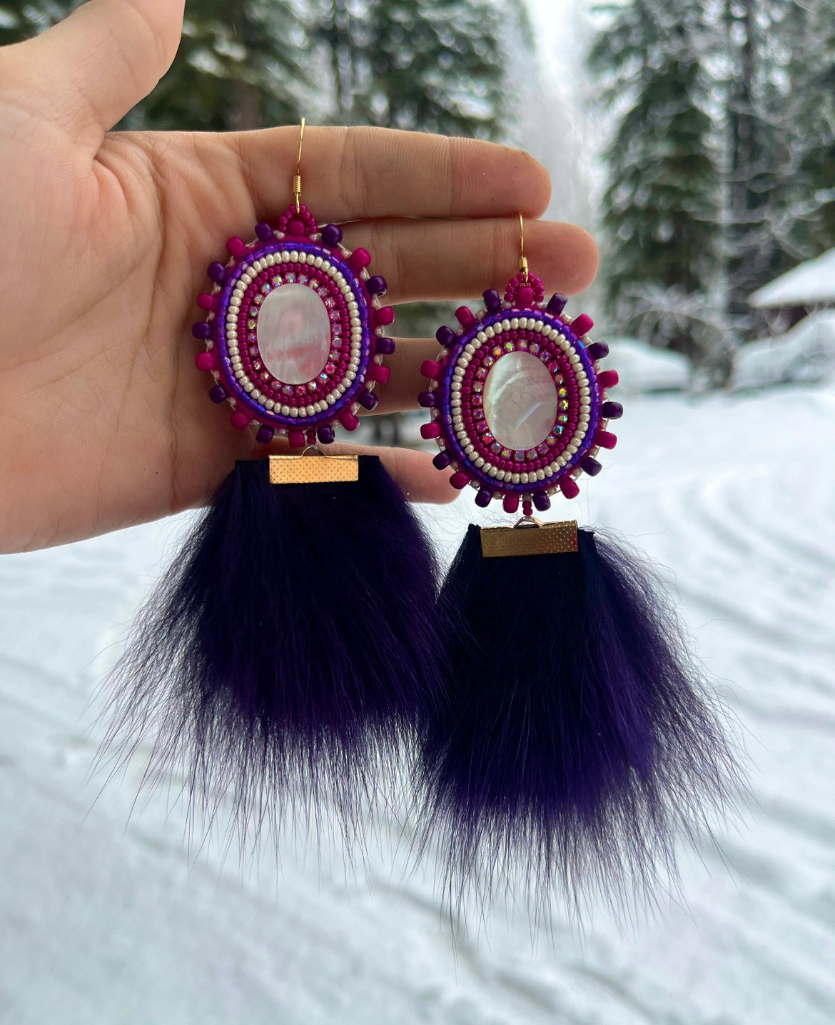 SHELLS, SALMON SKIN & PURPLE FOX FUR