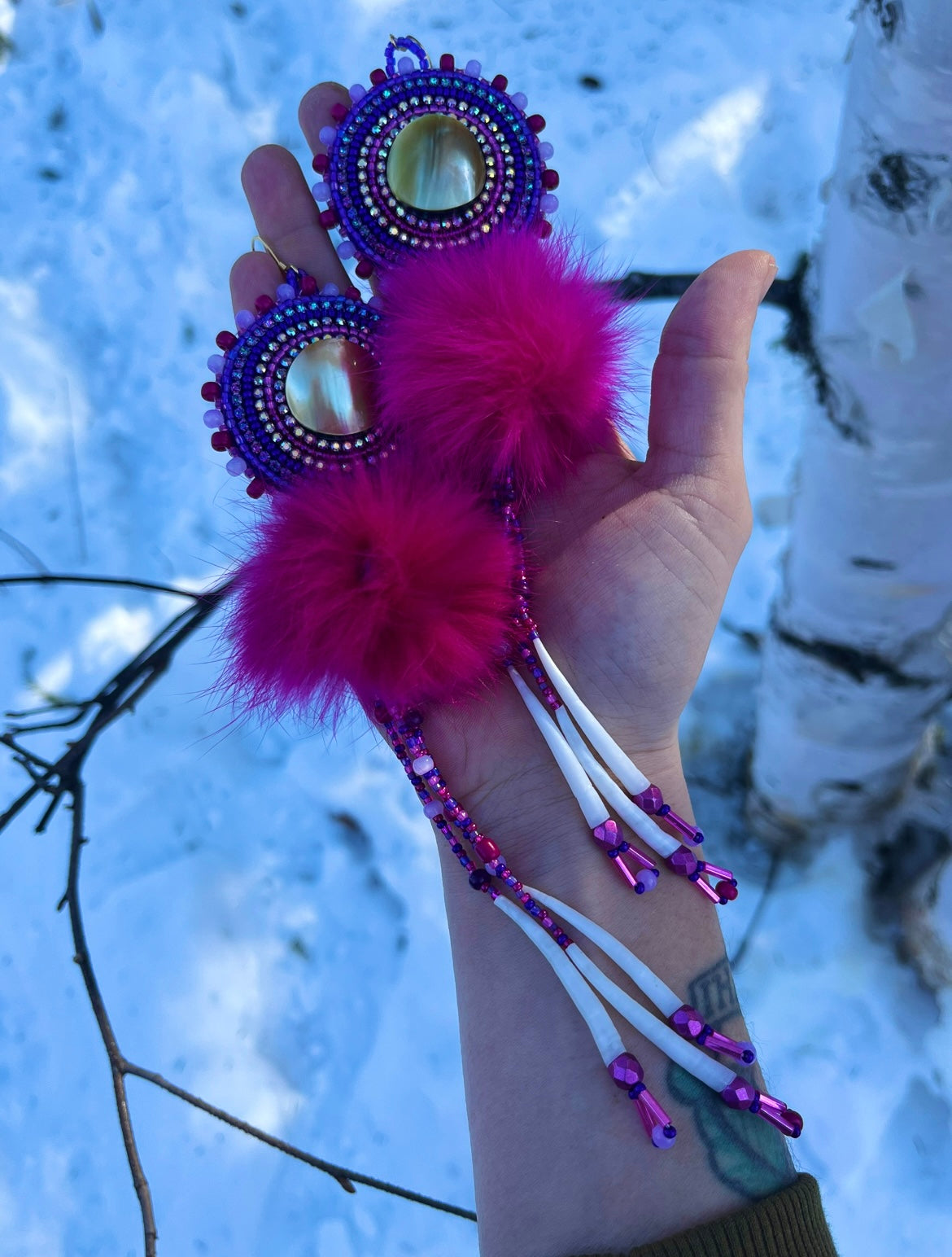 SHELL, DENTALIUM & BEADSOUP RABBIT FUR DROPS