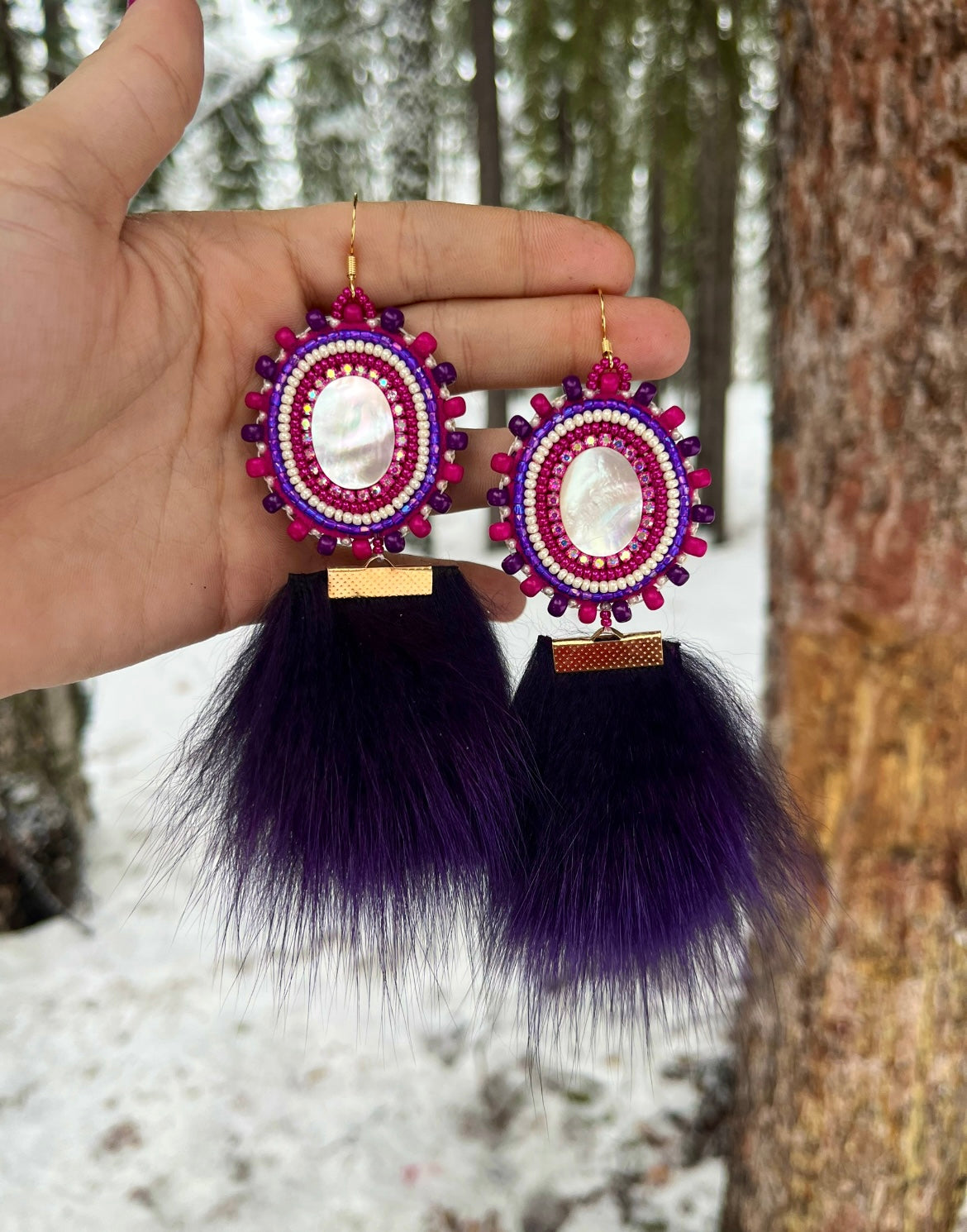 SHELLS, SALMON SKIN & PURPLE FOX FUR