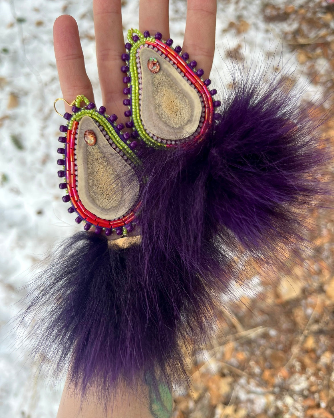 CARIBOU, SHELL, DYED FOX & SALMON SKIN