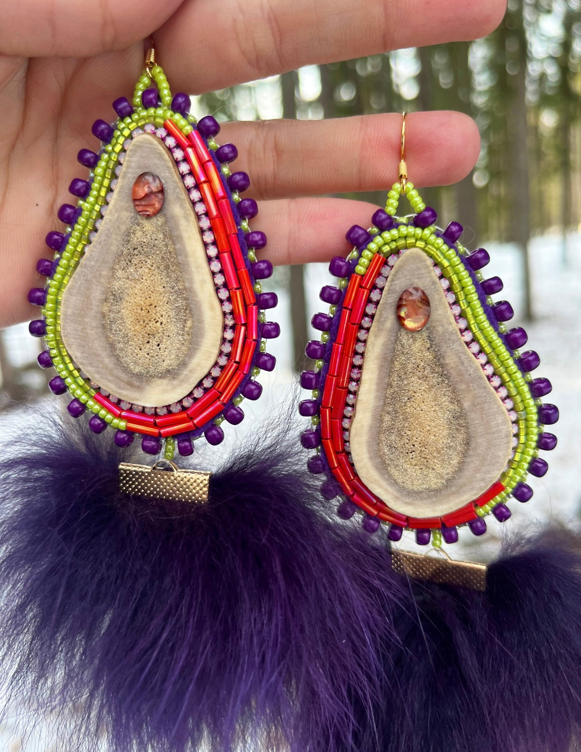 CARIBOU, SHELL, DYED FOX & SALMON SKIN
