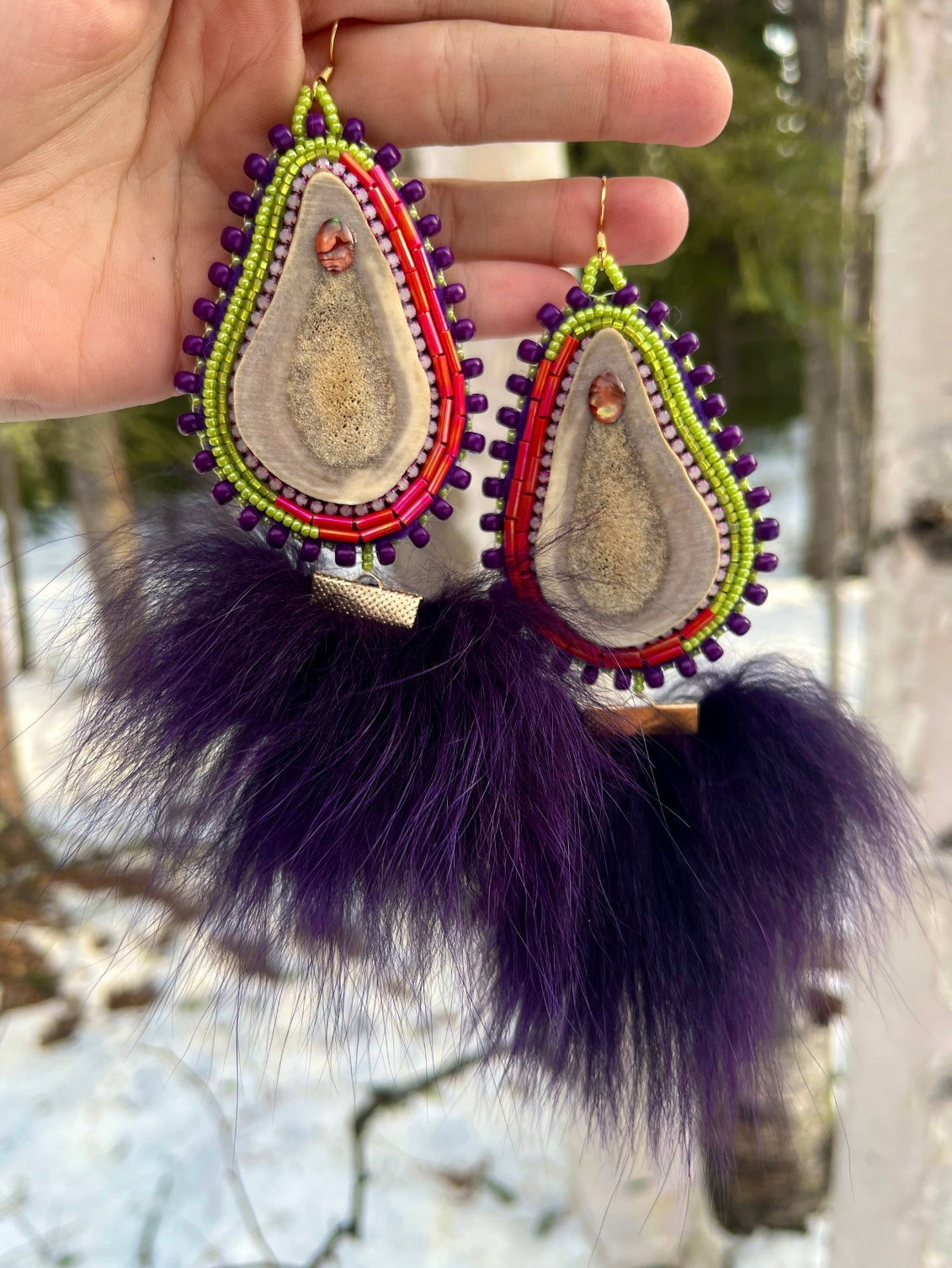 CARIBOU, SHELL, DYED FOX & SALMON SKIN