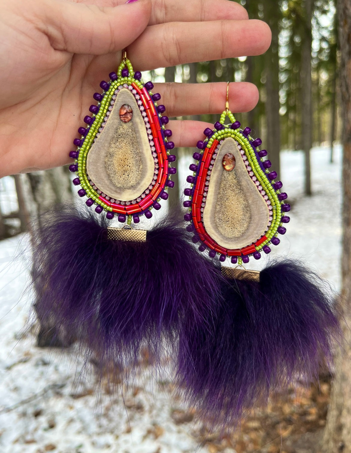 CARIBOU, SHELL, DYED FOX & SALMON SKIN
