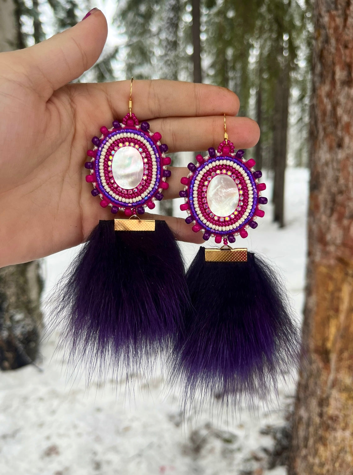SHELLS, SALMON SKIN & PURPLE FOX FUR