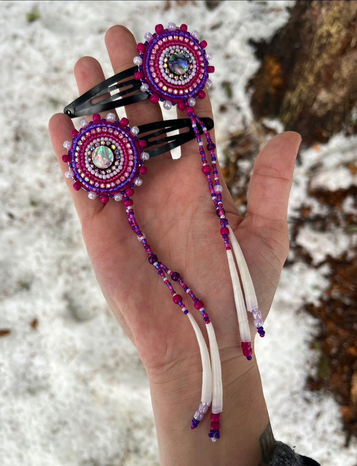 ABALONE, DENTALIUM & BEADSOUP HAIR CLIPS