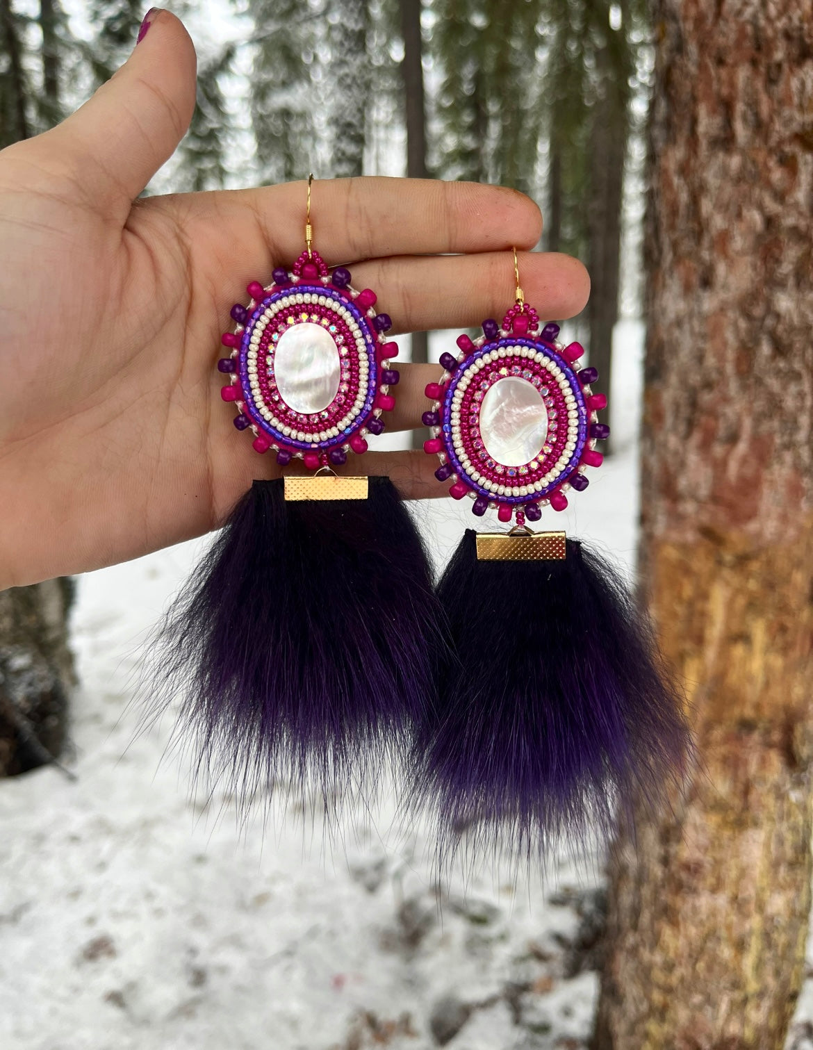 SHELLS, SALMON SKIN & PURPLE FOX FUR