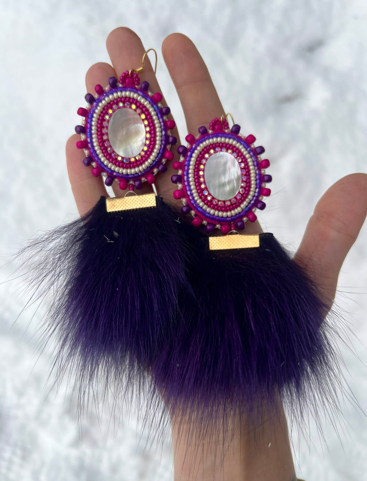 SHELLS, SALMON SKIN & PURPLE FOX FUR