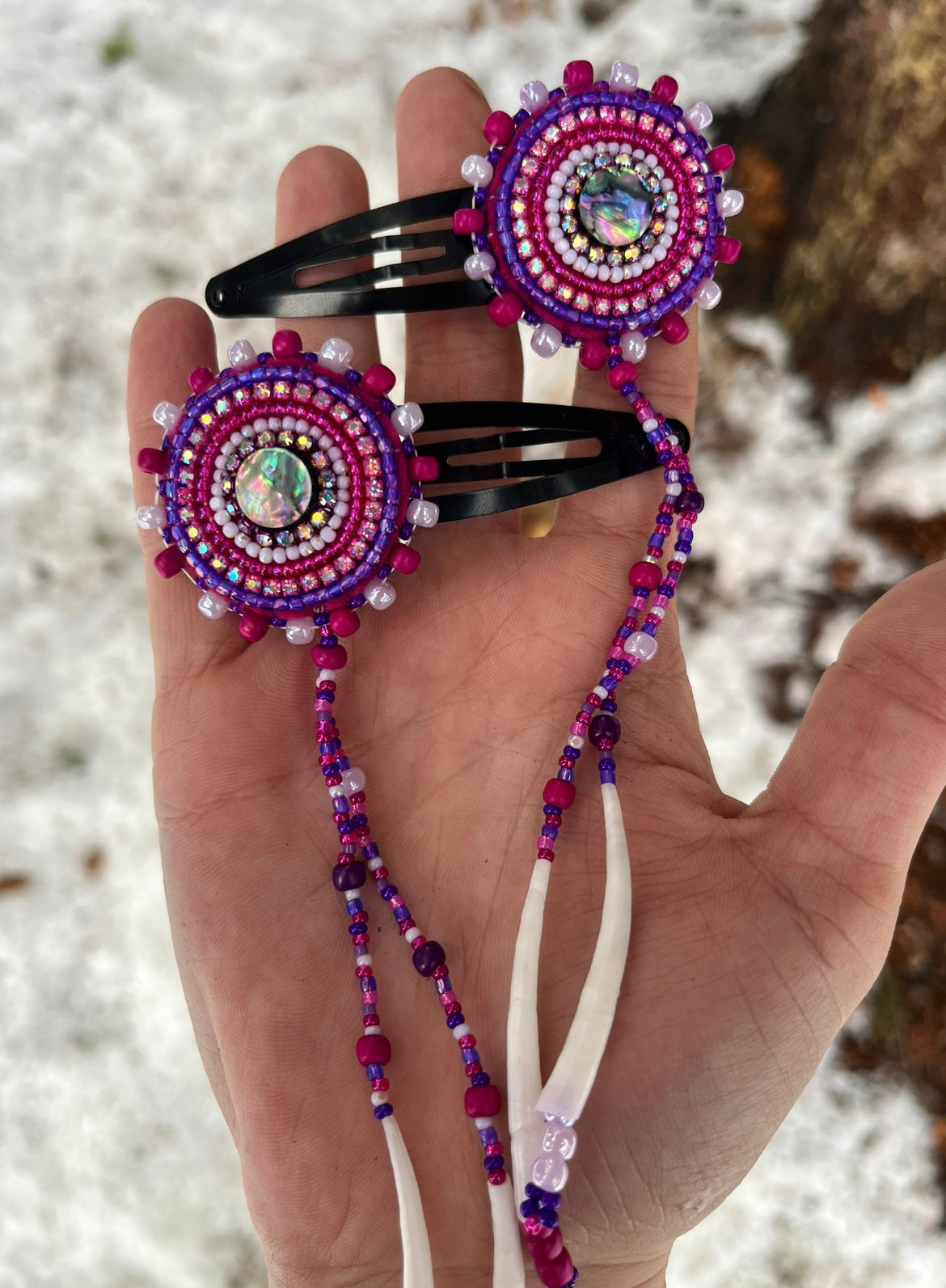 ABALONE, DENTALIUM & BEADSOUP HAIR CLIPS