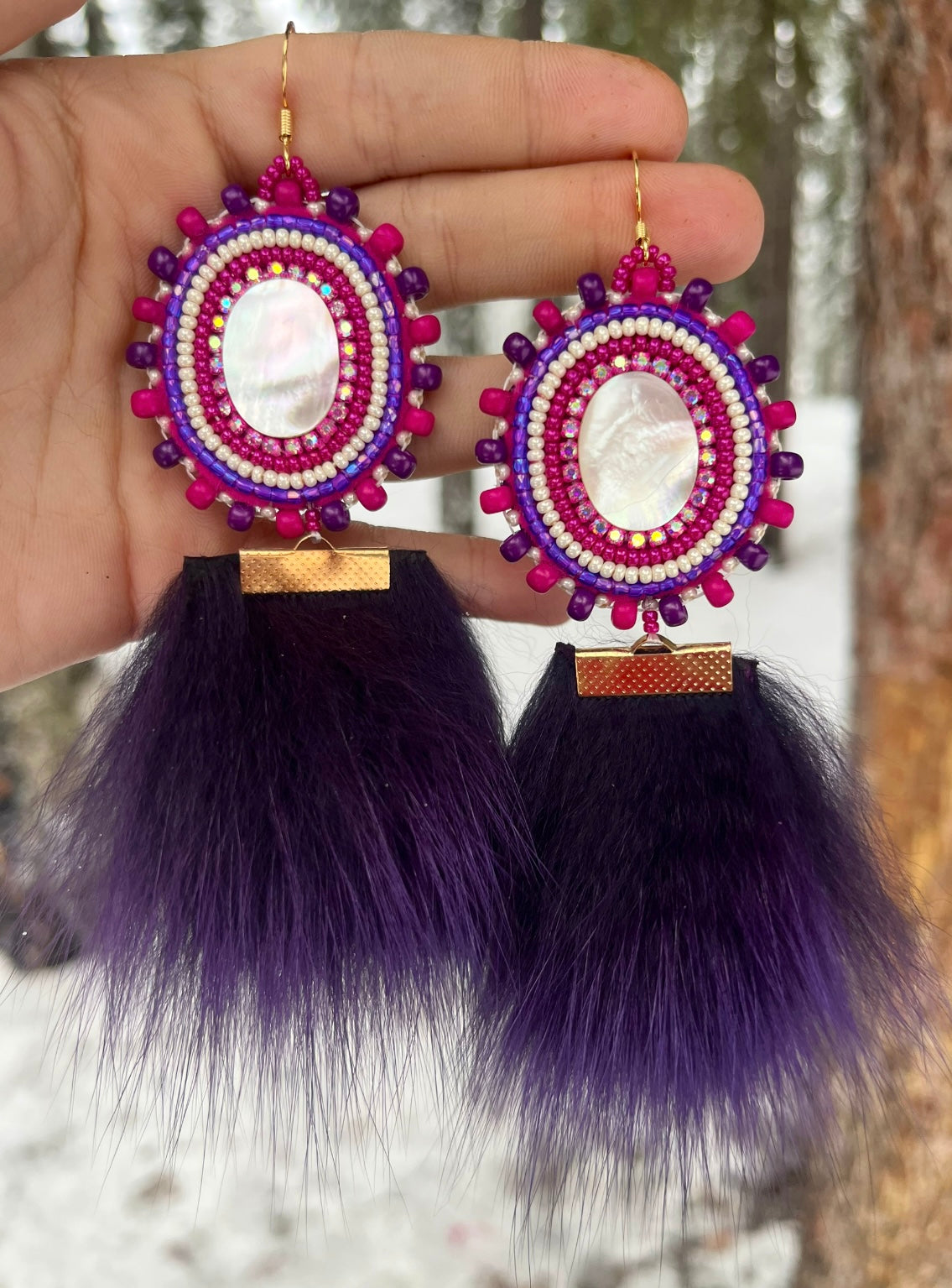 SHELLS, SALMON SKIN & PURPLE FOX FUR