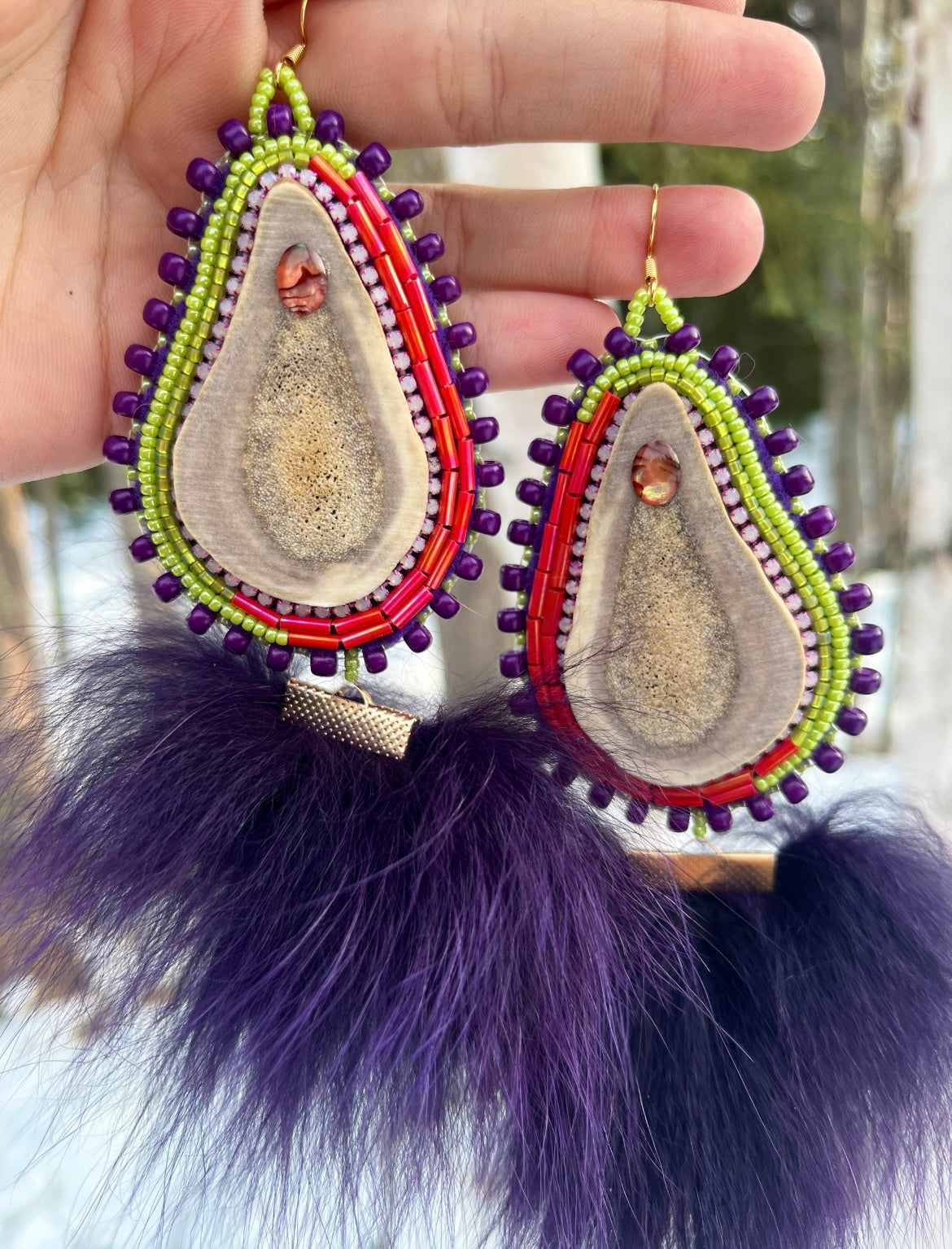 CARIBOU, SHELL, DYED FOX & SALMON SKIN