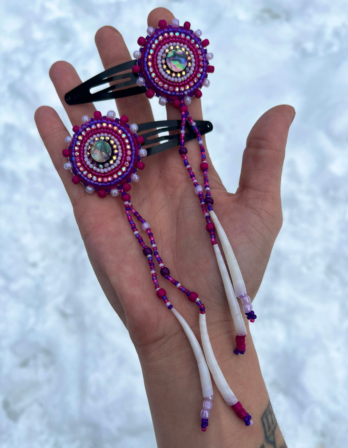 ABALONE, DENTALIUM & BEADSOUP HAIR CLIPS