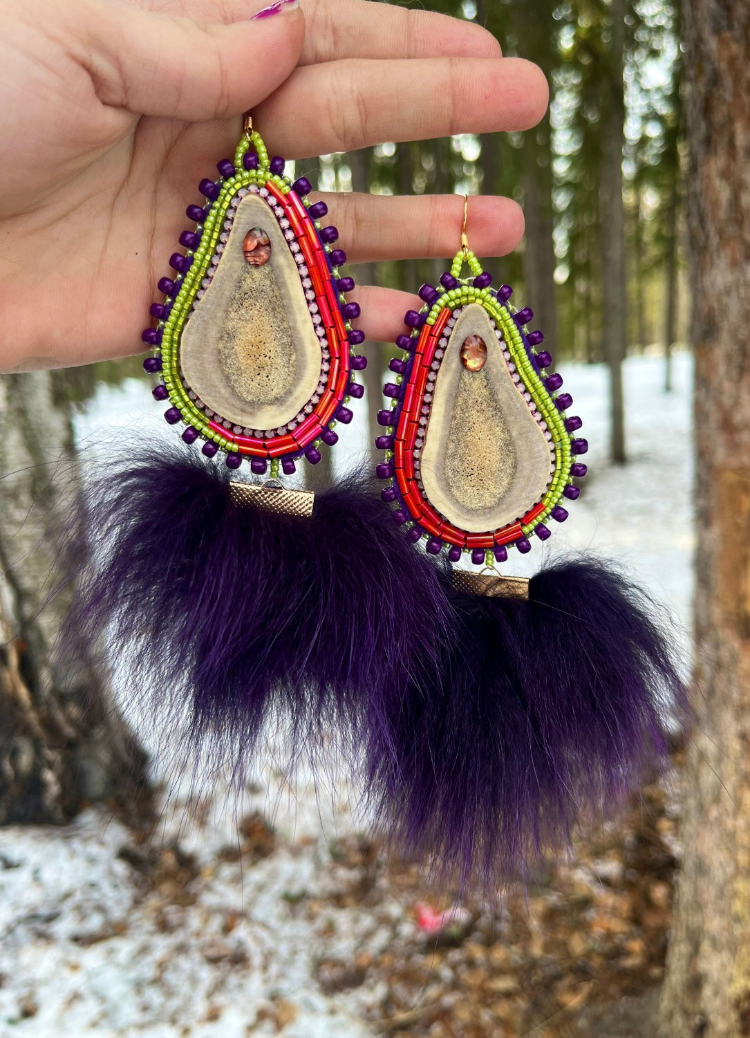 CARIBOU, SHELL, DYED FOX & SALMON SKIN