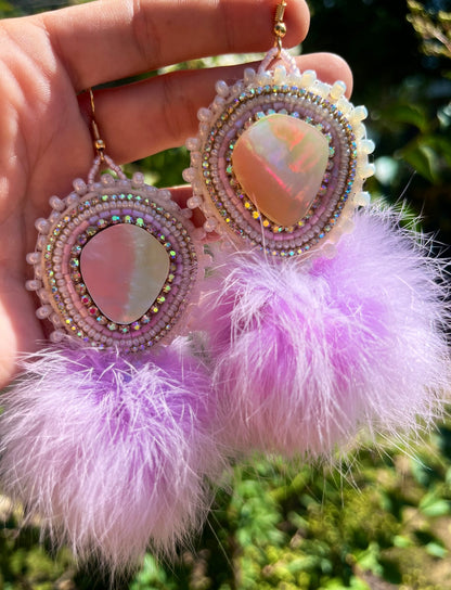 LAVENDER RABBIT FUR PUFFS + SHELL