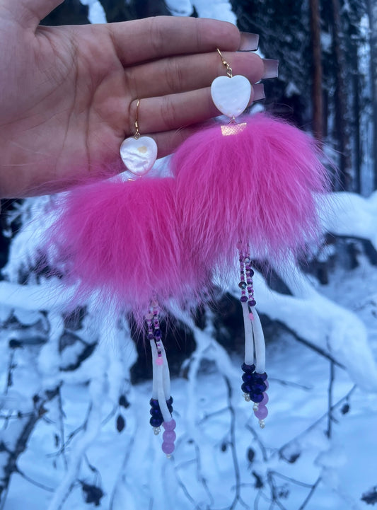 PINK DYED FOX + DENTALIUM BEAD SOUP