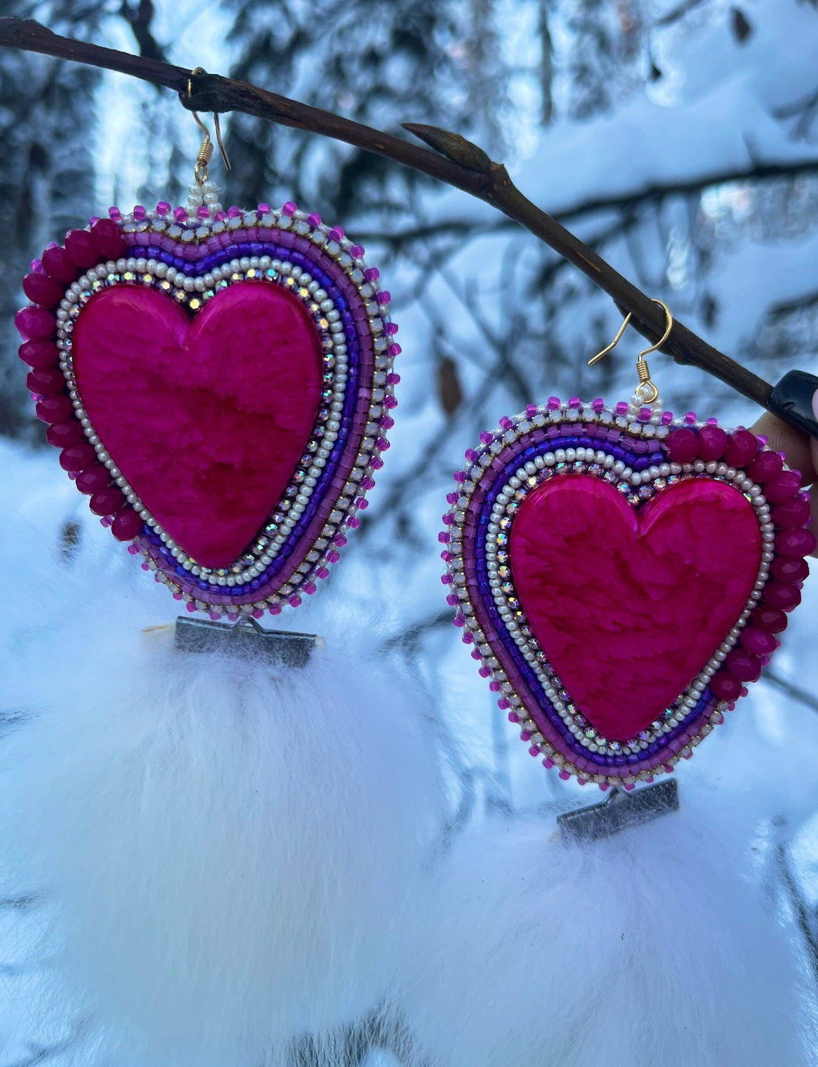 fox + salmon skin backed hearts