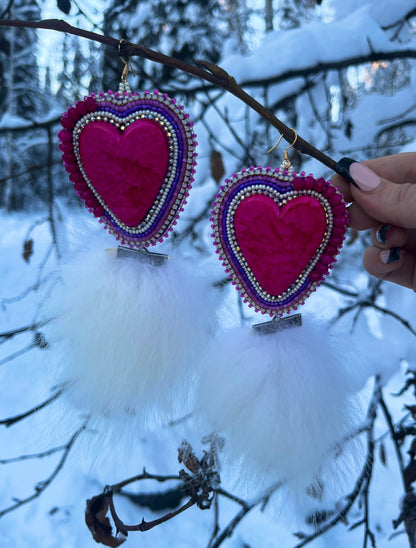 fox + salmon skin backed hearts