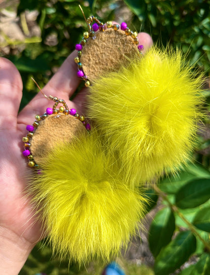 DYED RABBIT FUR PUFFS + SHELLS