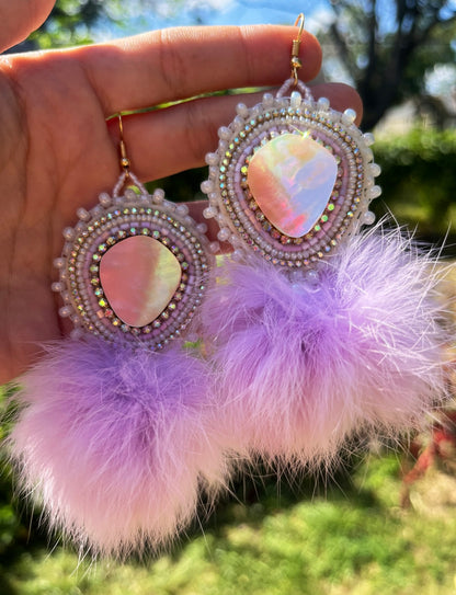 LAVENDER RABBIT FUR PUFFS + SHELL