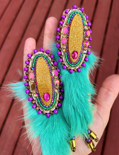 DETACHABLE TEAL RABBIT FUR STATEMENTS