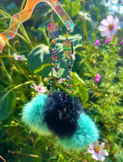 DOUBLE RABBIT FUR DROPS [BLUE]