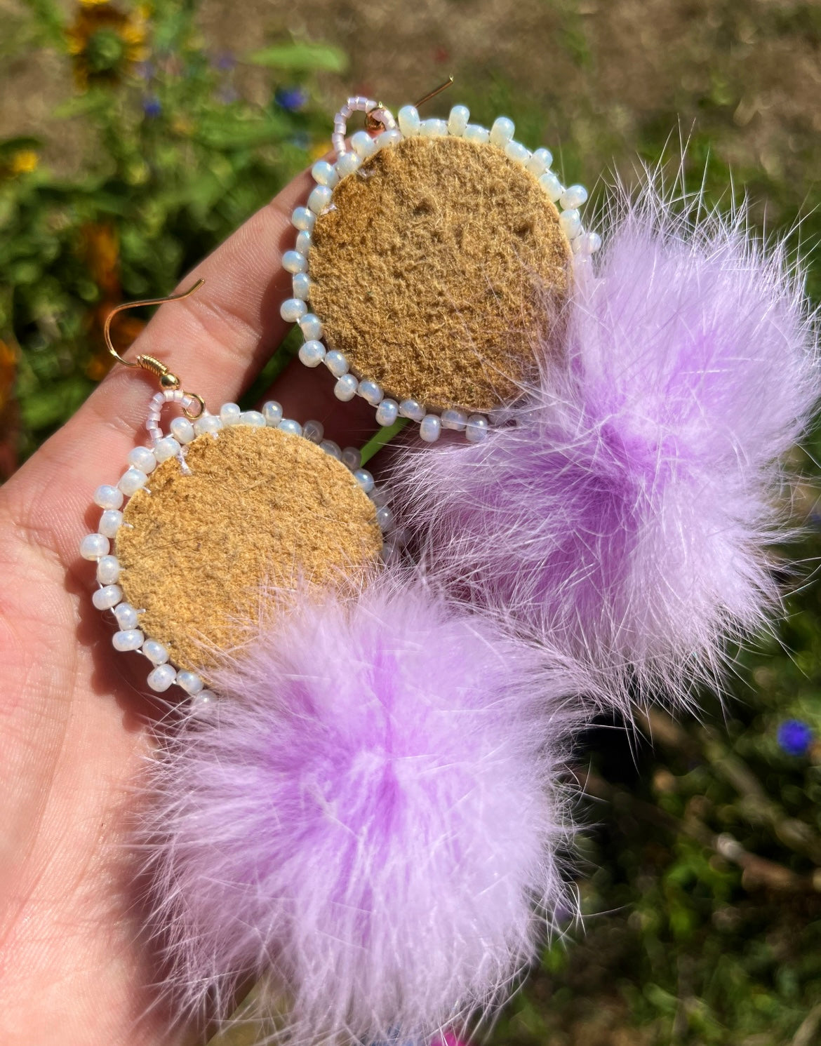 LAVENDER RABBIT FUR PUFFS + SHELL