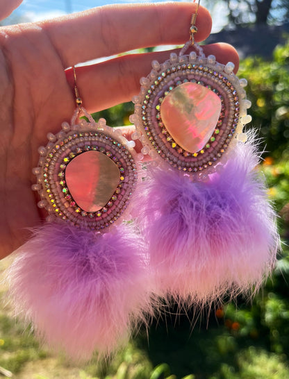 LAVENDER RABBIT FUR PUFFS + SHELL