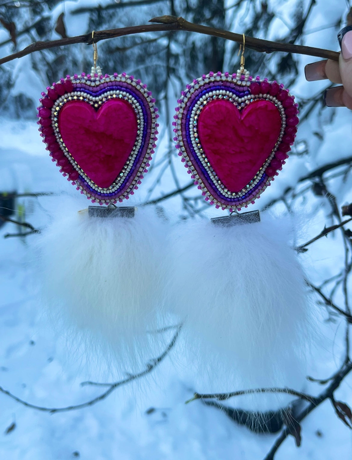 fox + salmon skin backed hearts