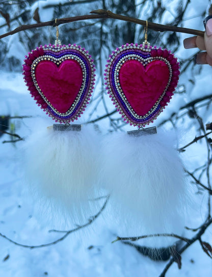 fox + salmon skin backed hearts