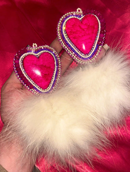 fox + salmon skin backed hearts