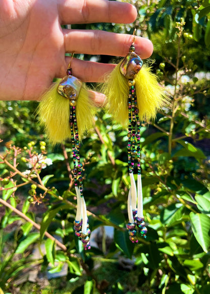 DYED RABBIT FUR + DENTALIUM BEADSOUP