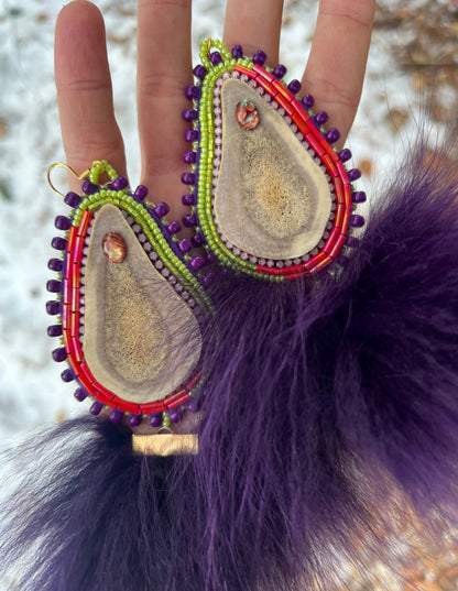 CARIBOU, SHELL, DYED FOX & SALMON SKIN